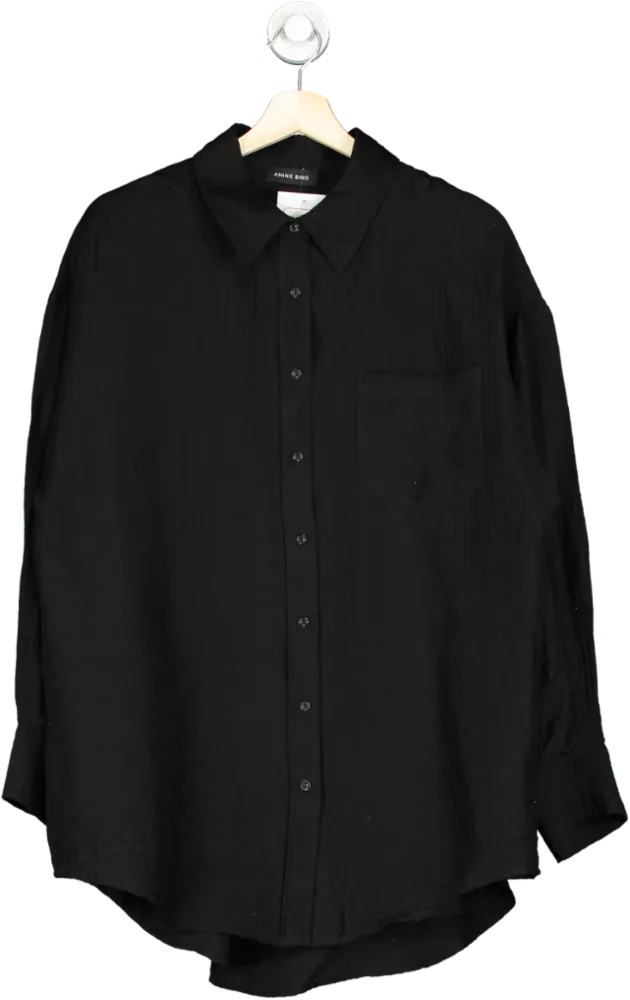 Anine Bing Black Tio Button-Up Shirt UK M