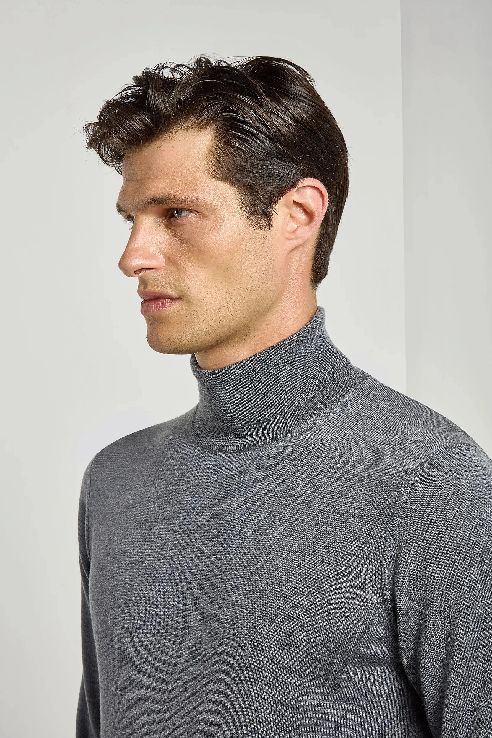 Anthracite Merino Turtleneck – Made in Italy