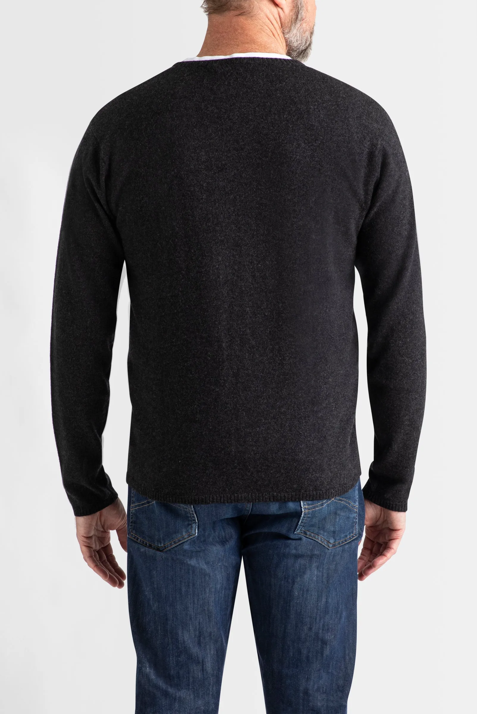 Cashmere Mens Crew Neck in Dark Charcoal