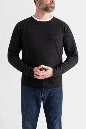 Cashmere Mens Crew Neck in Dark Charcoal