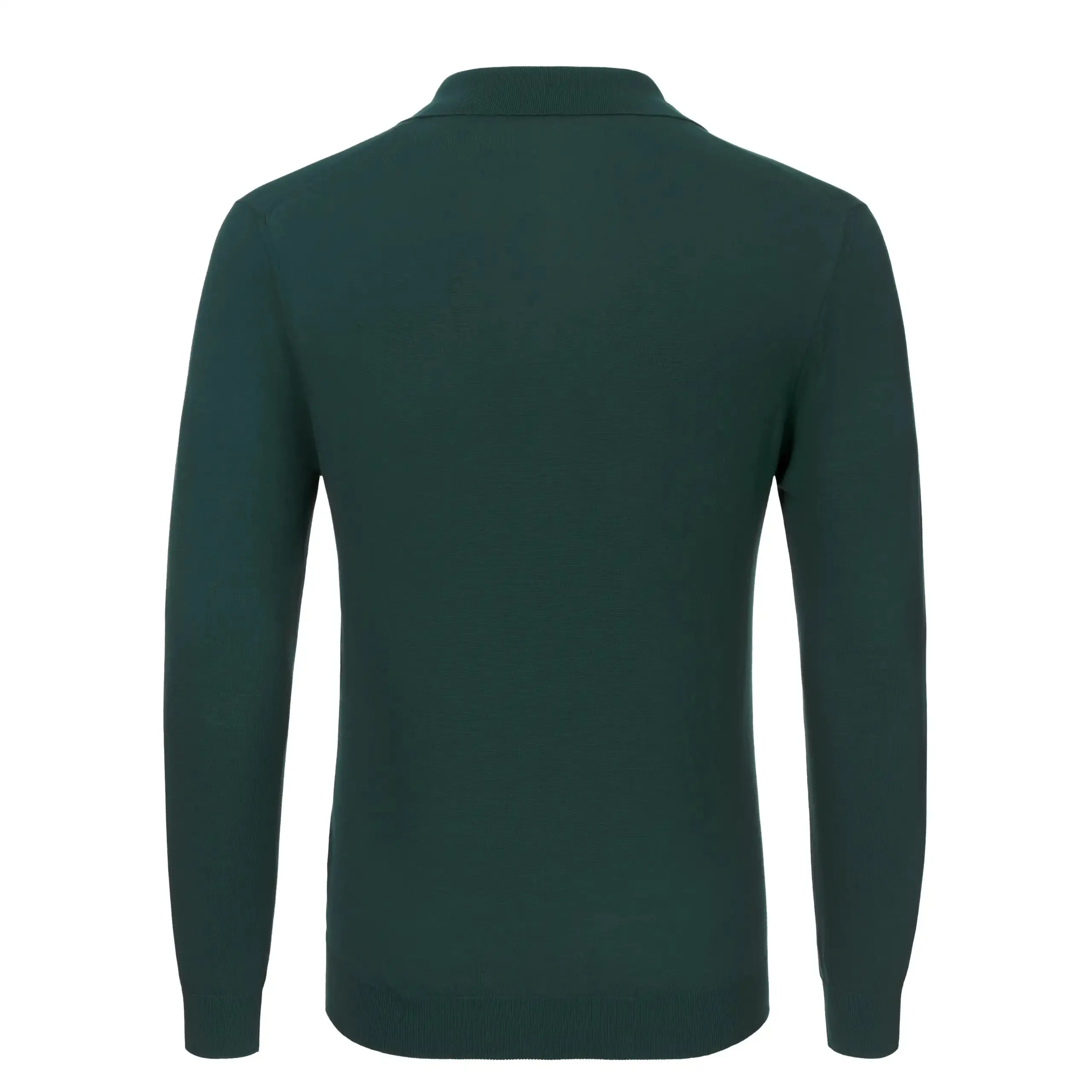 Cotton Long Sleeve Polo Shirt in Ocean Blue