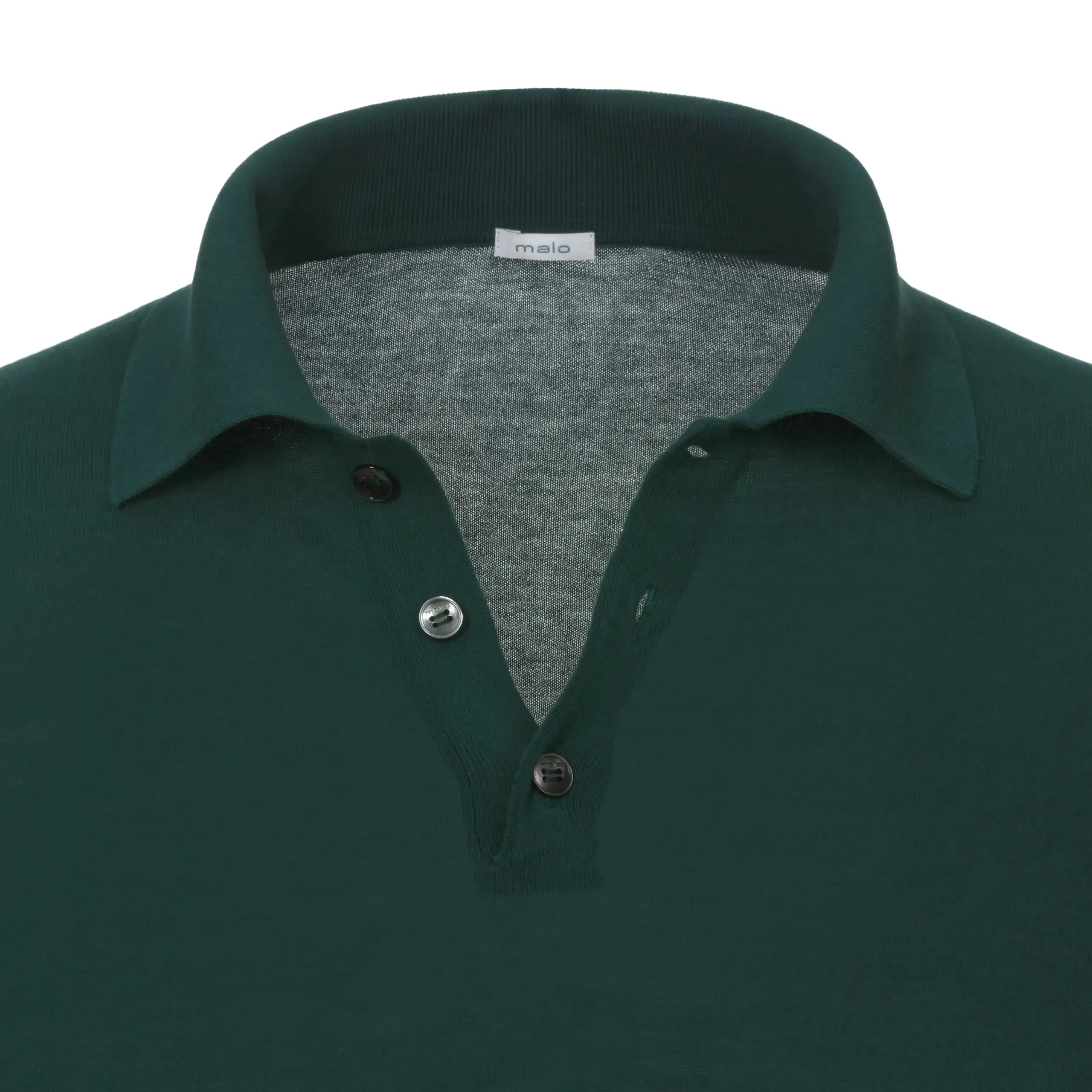 Cotton Long Sleeve Polo Shirt in Ocean Blue