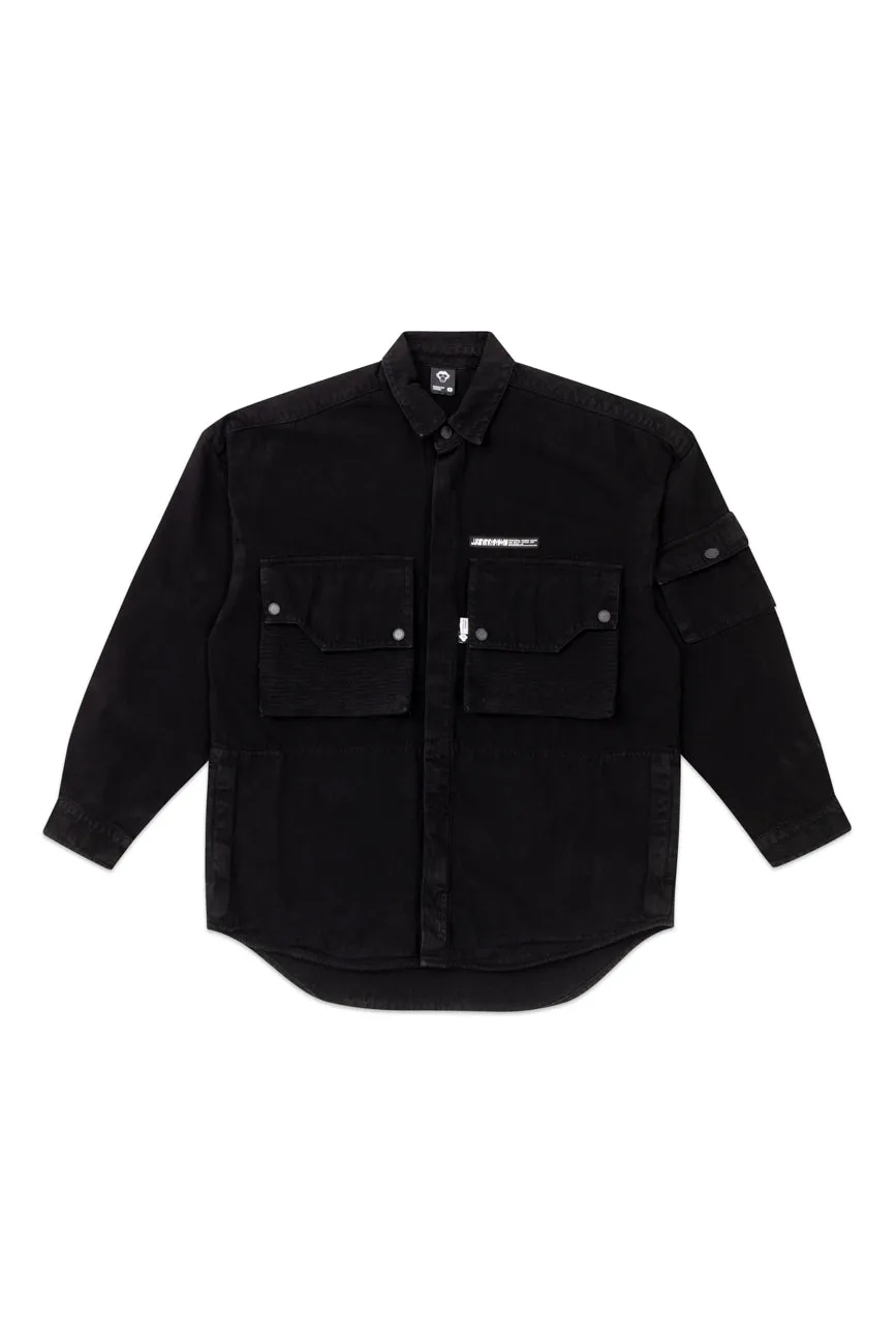 Cotton Twill Shacket // Black