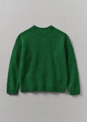 Donegal Wool High Neck Easy Sweater | Emerald