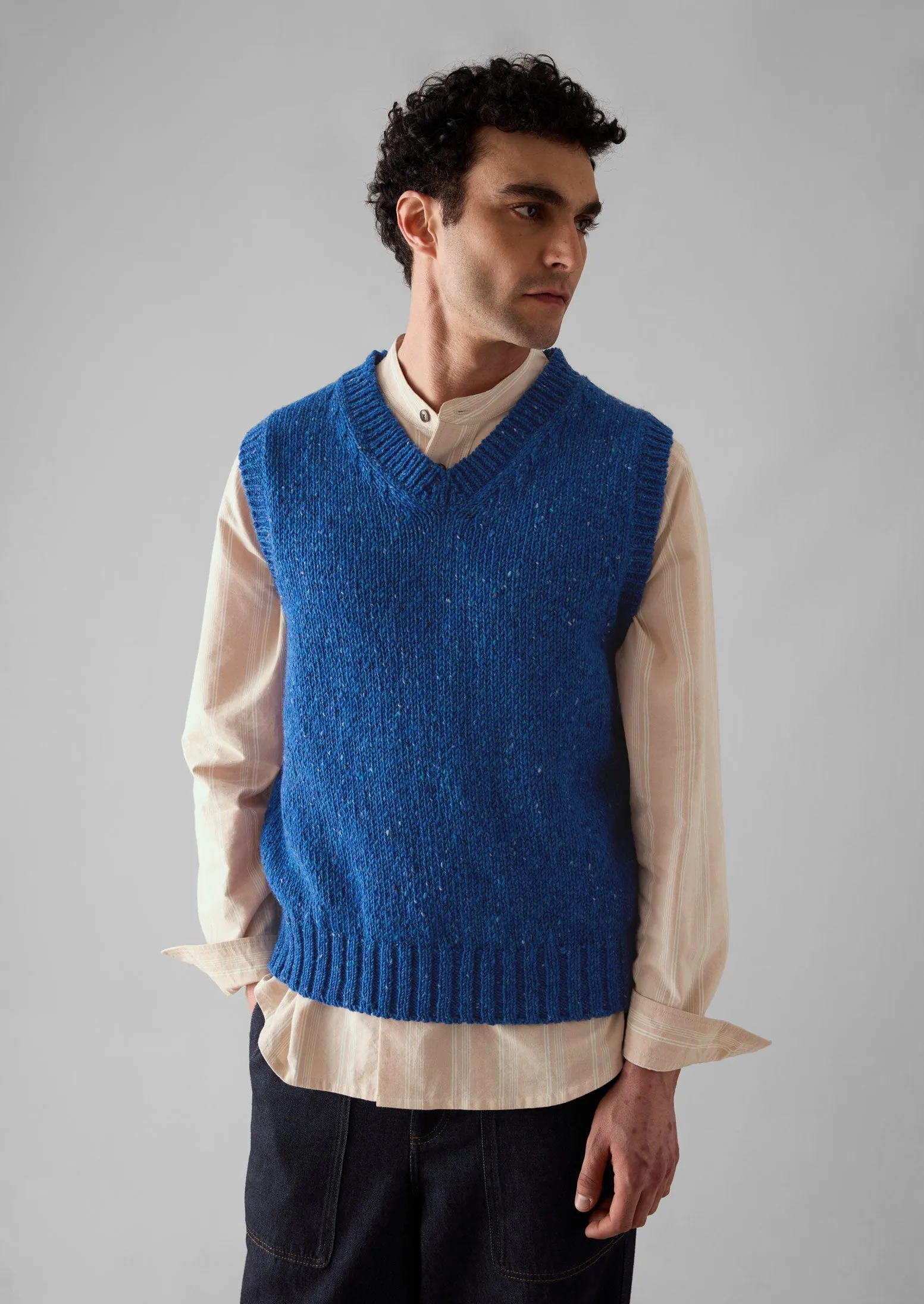 Donegal Wool Knitted Tank | Neptune Blue