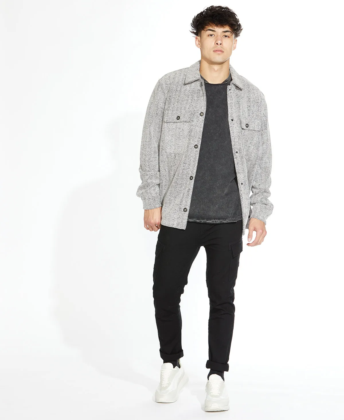 Durbin Knit Shirt Jacket (Heather Charcoal)