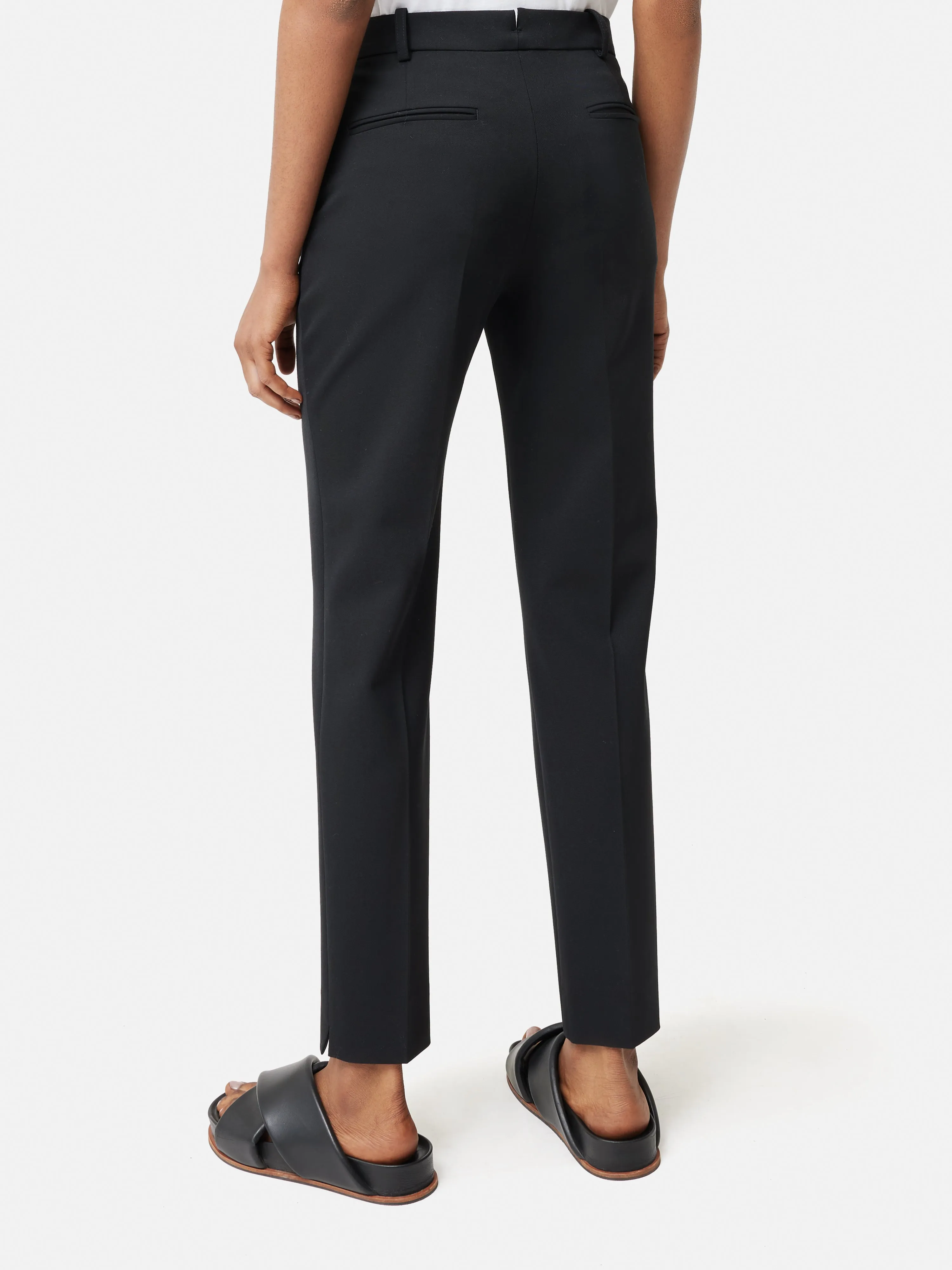 Italian Wool Stretch Paris Slim Fit Trouser | Black