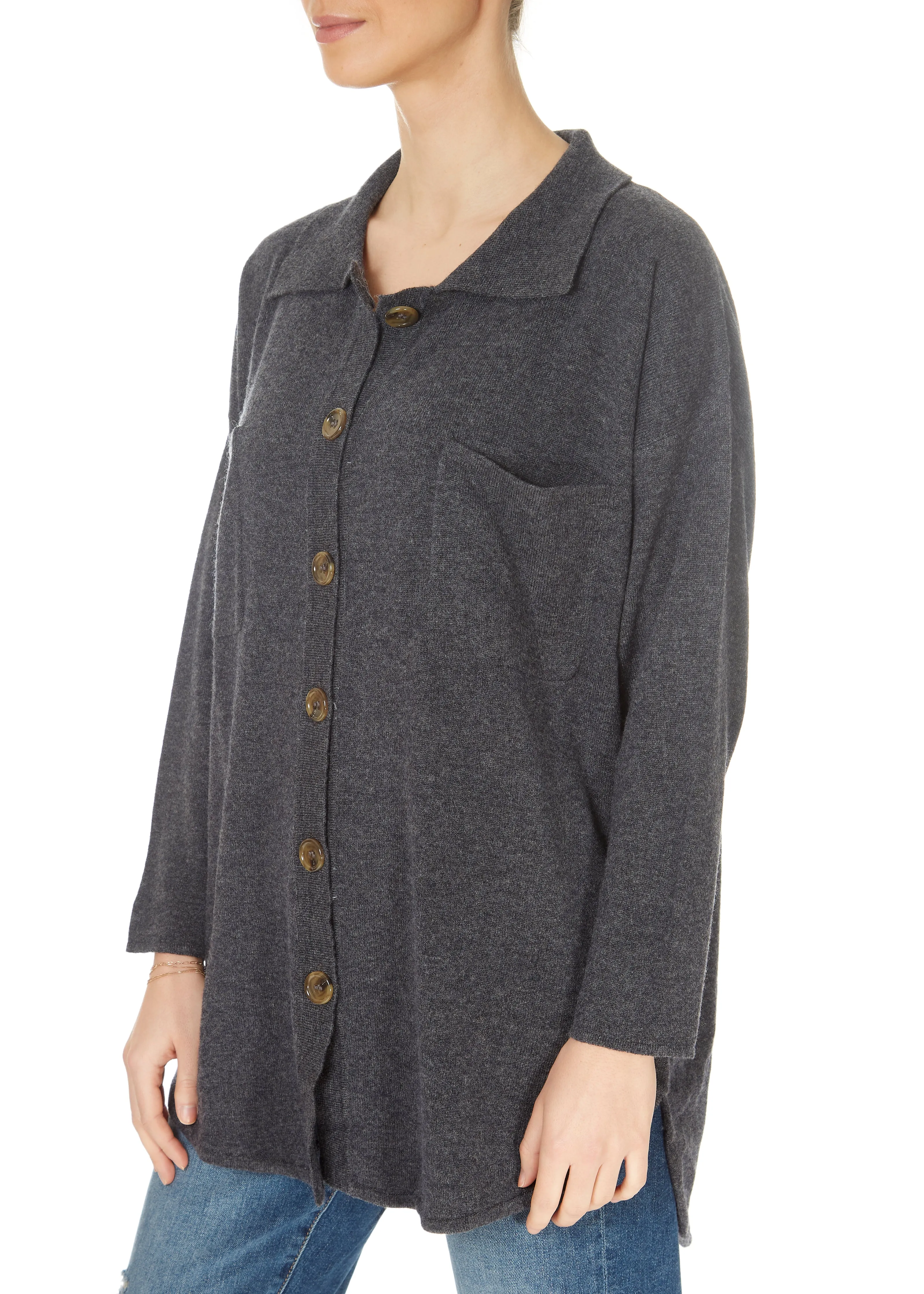 Jessimara Knitwear Tammy Graphite Marl Overshirt