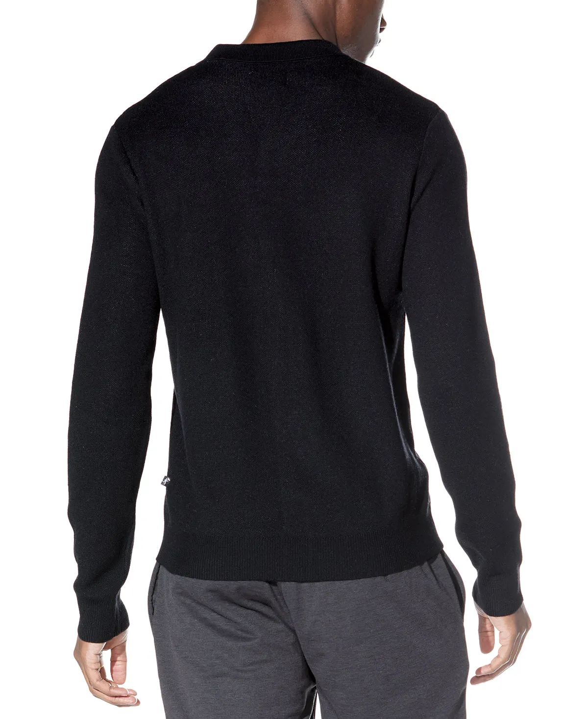 Luigi Full Placket Sweater Camp Shirt (Black)