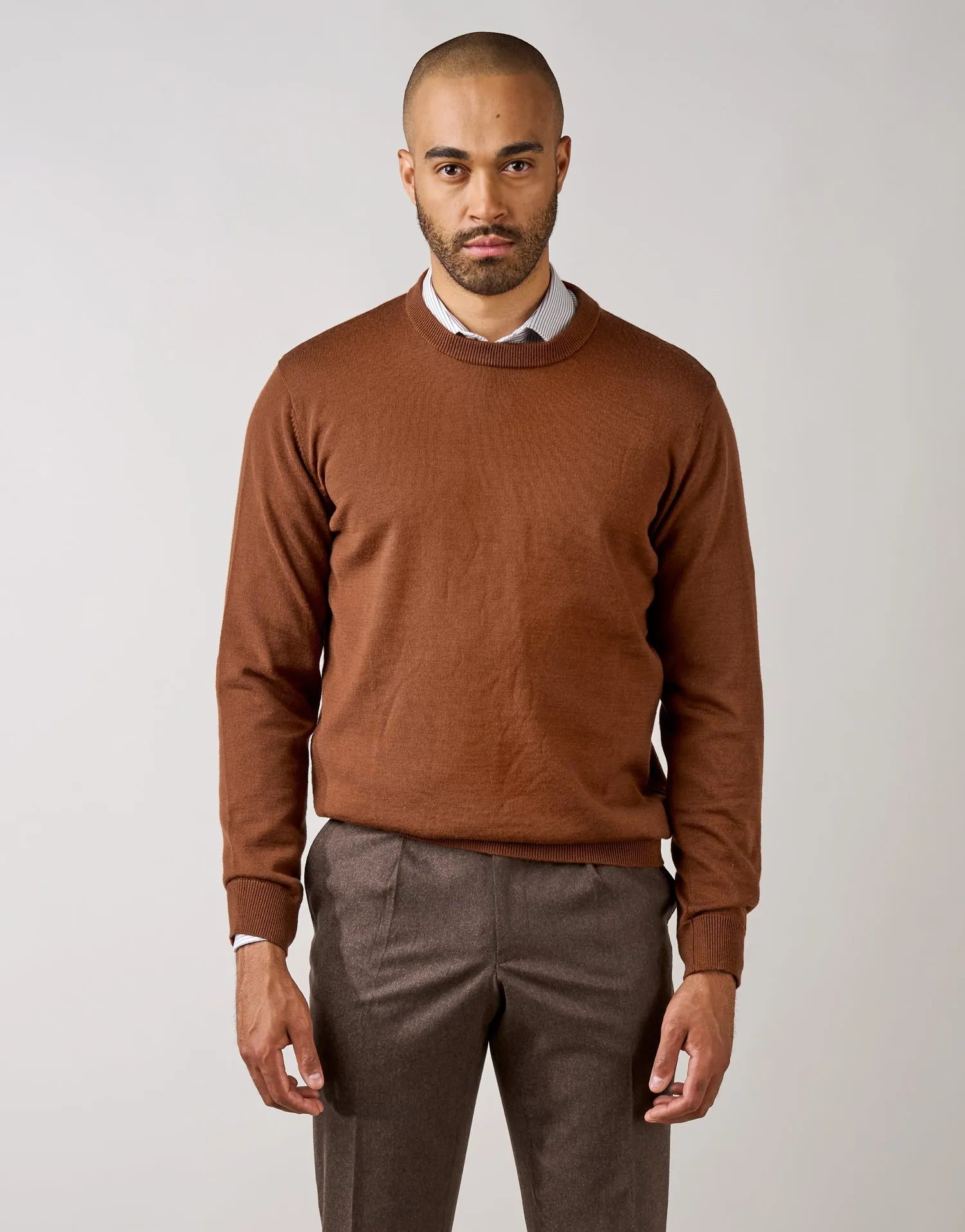 Naseby Tawny Brown Crew Neck Jersey