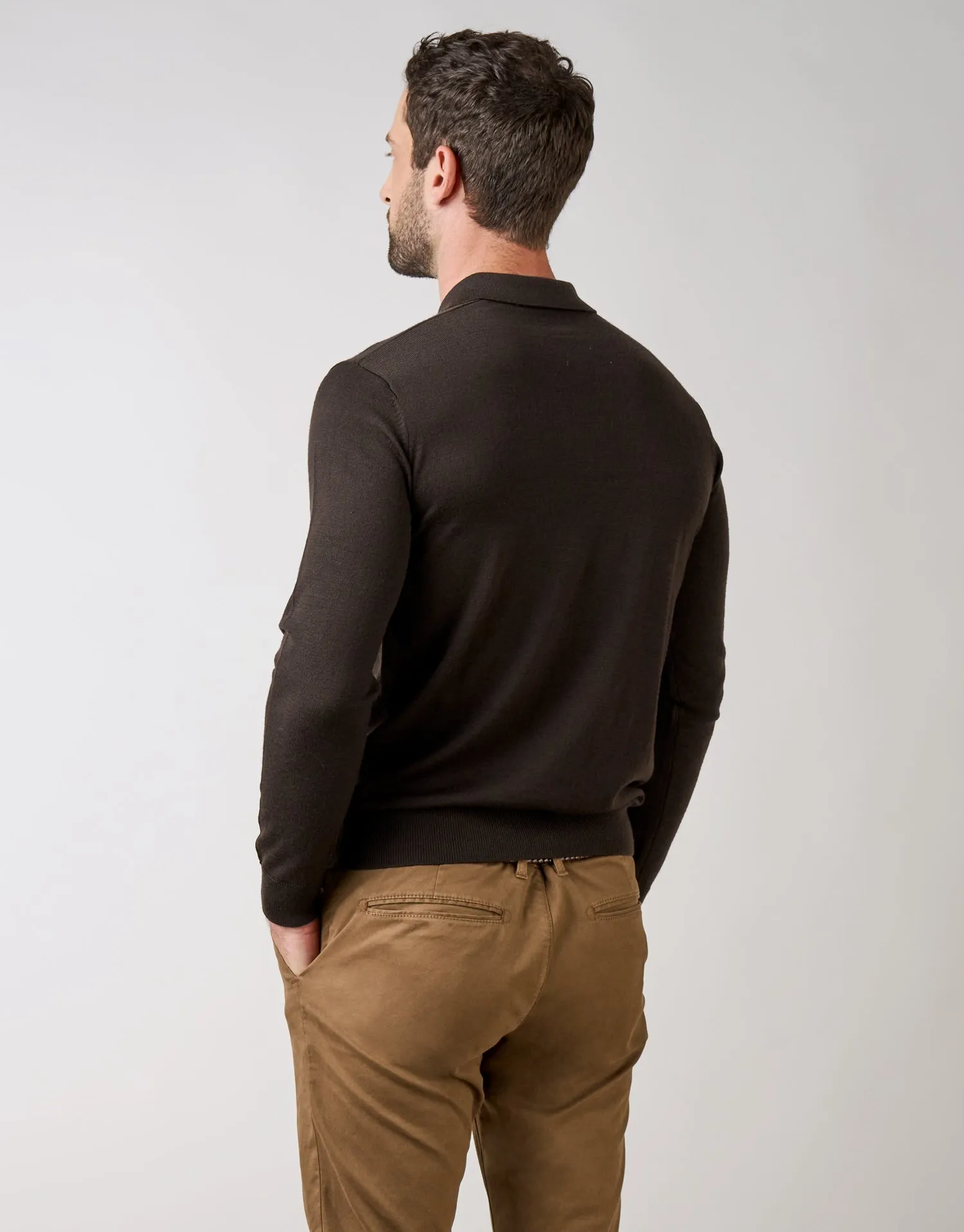 Owaka Chocolate Merino 3 Button Polo Jersey