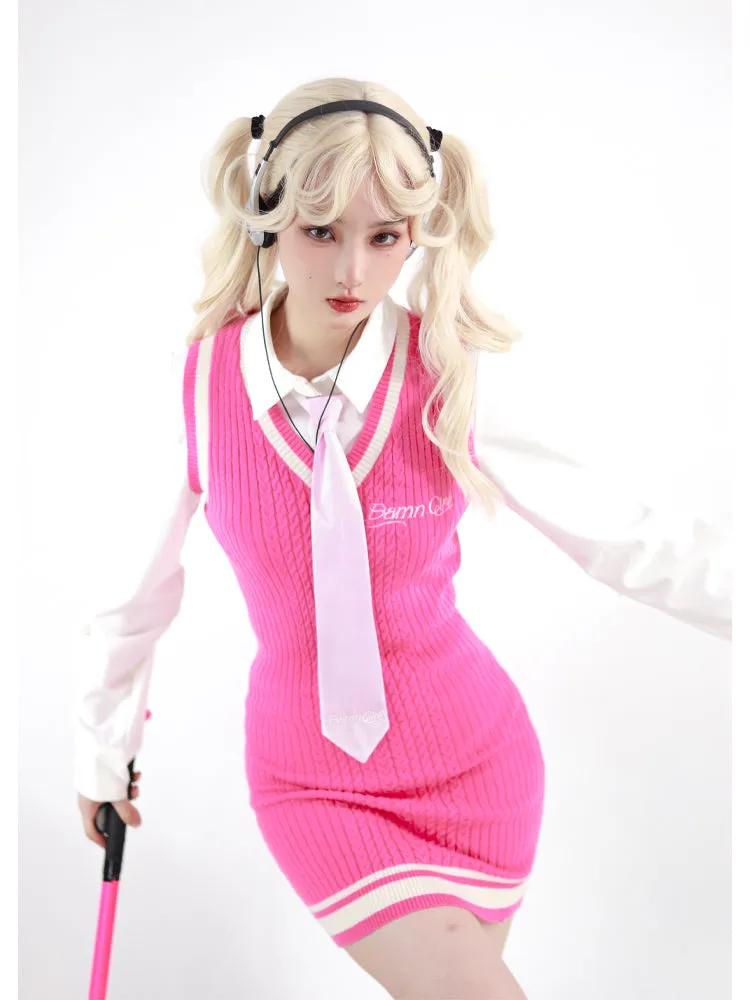 Pink Schoolgirl Jumper Dress Barbie Core Style