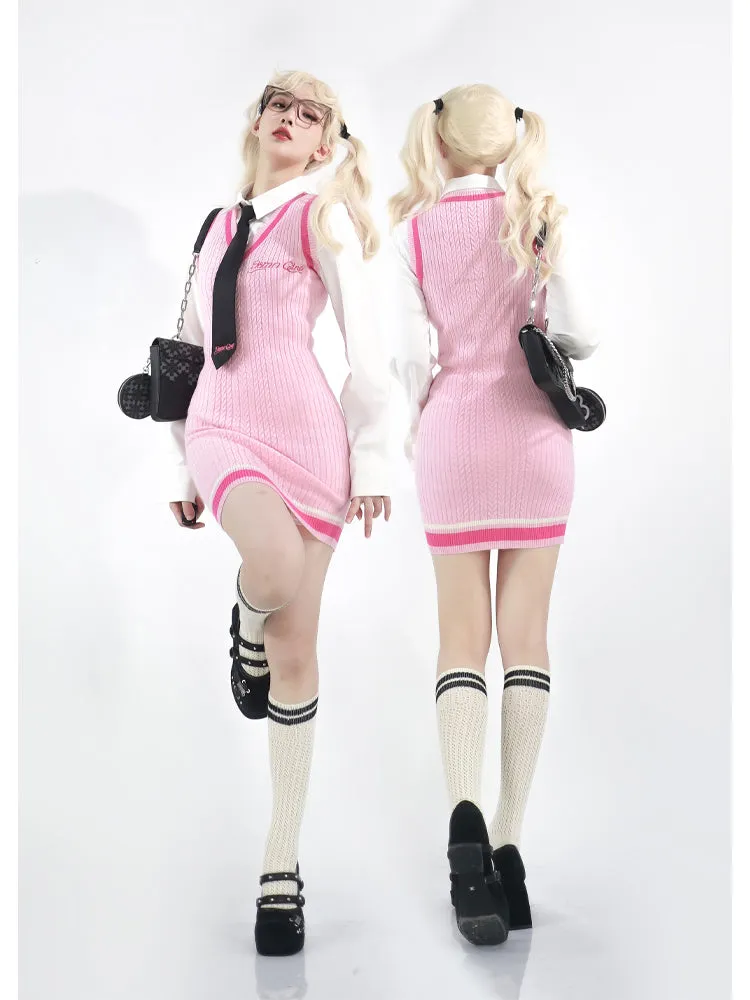 Pink Schoolgirl Jumper Dress Barbie Core Style