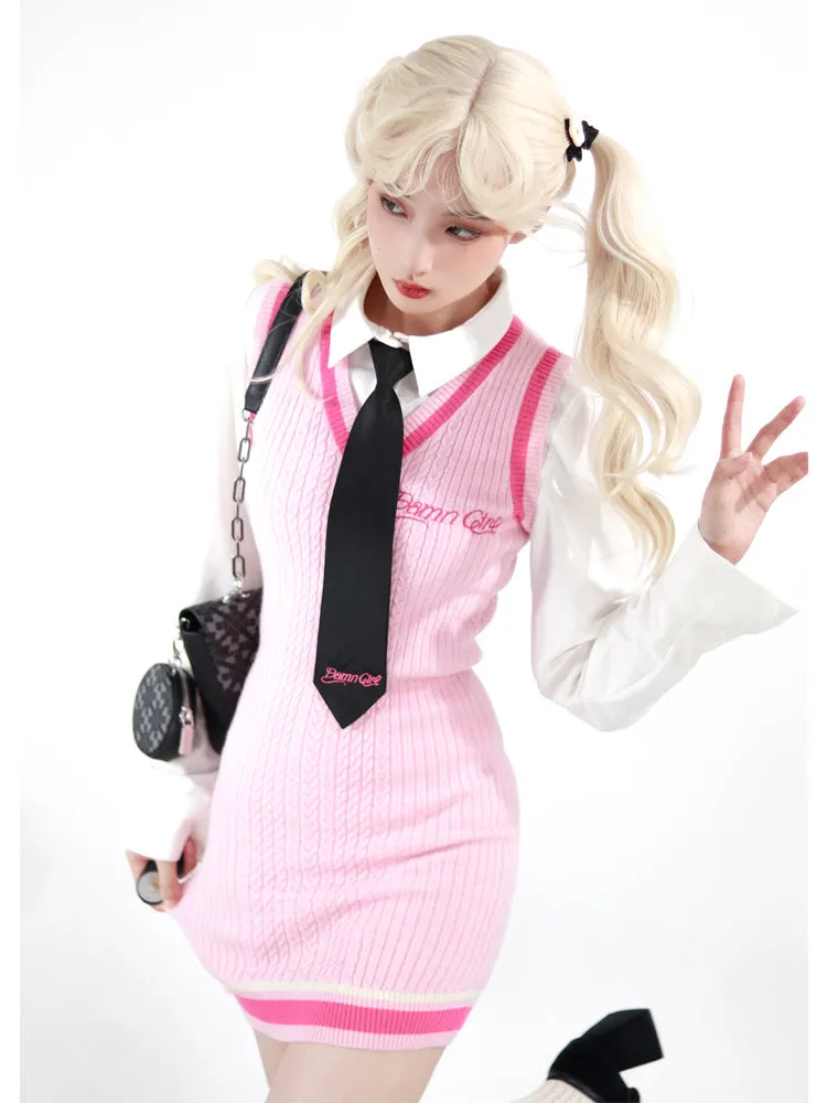 Pink Schoolgirl Jumper Dress Barbie Core Style