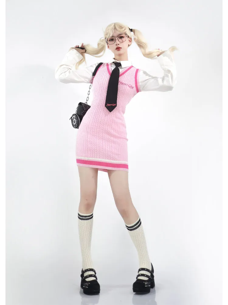 Pink Schoolgirl Jumper Dress Barbie Core Style