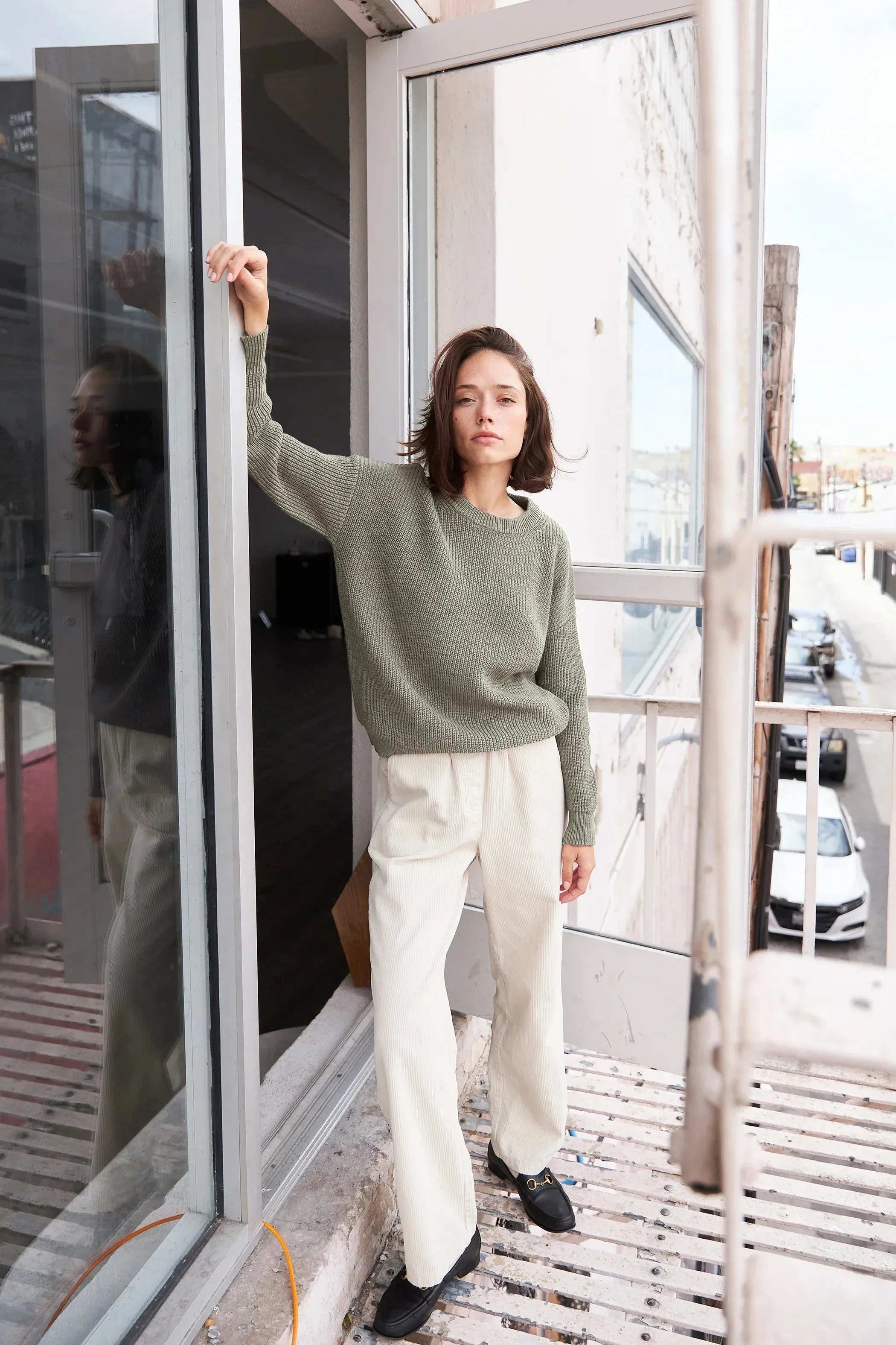 Pull On Sweater in Sage Green