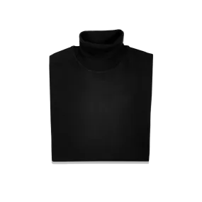 Roll Neck Jumper in Black Cashmere Silk