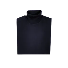 Roll Neck Jumper in Navy Cashmere Silk