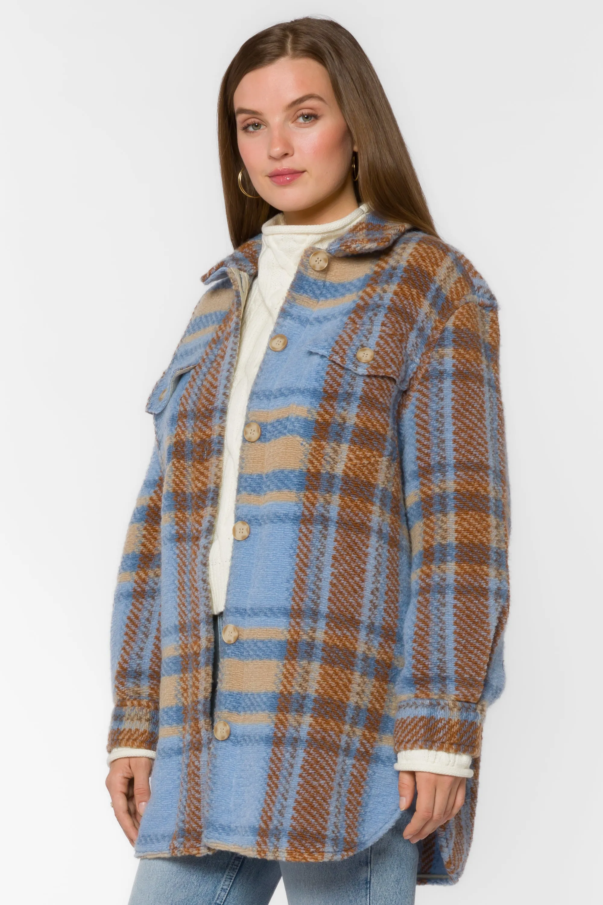 Royce Blue Brown Plaid Shacket