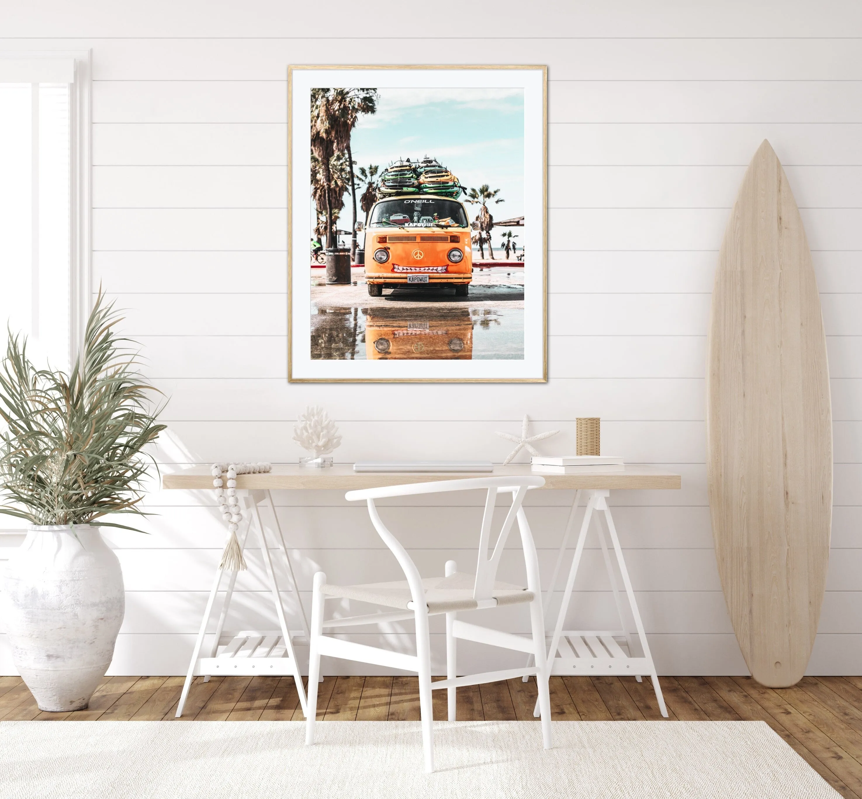 Set Of 3 Burnt Orange Beachy Coastal Boho Decor PRINTABLE ART, Surf Van Palm Print, Beach Prints, Tropical Vibes, Surfboard Decor