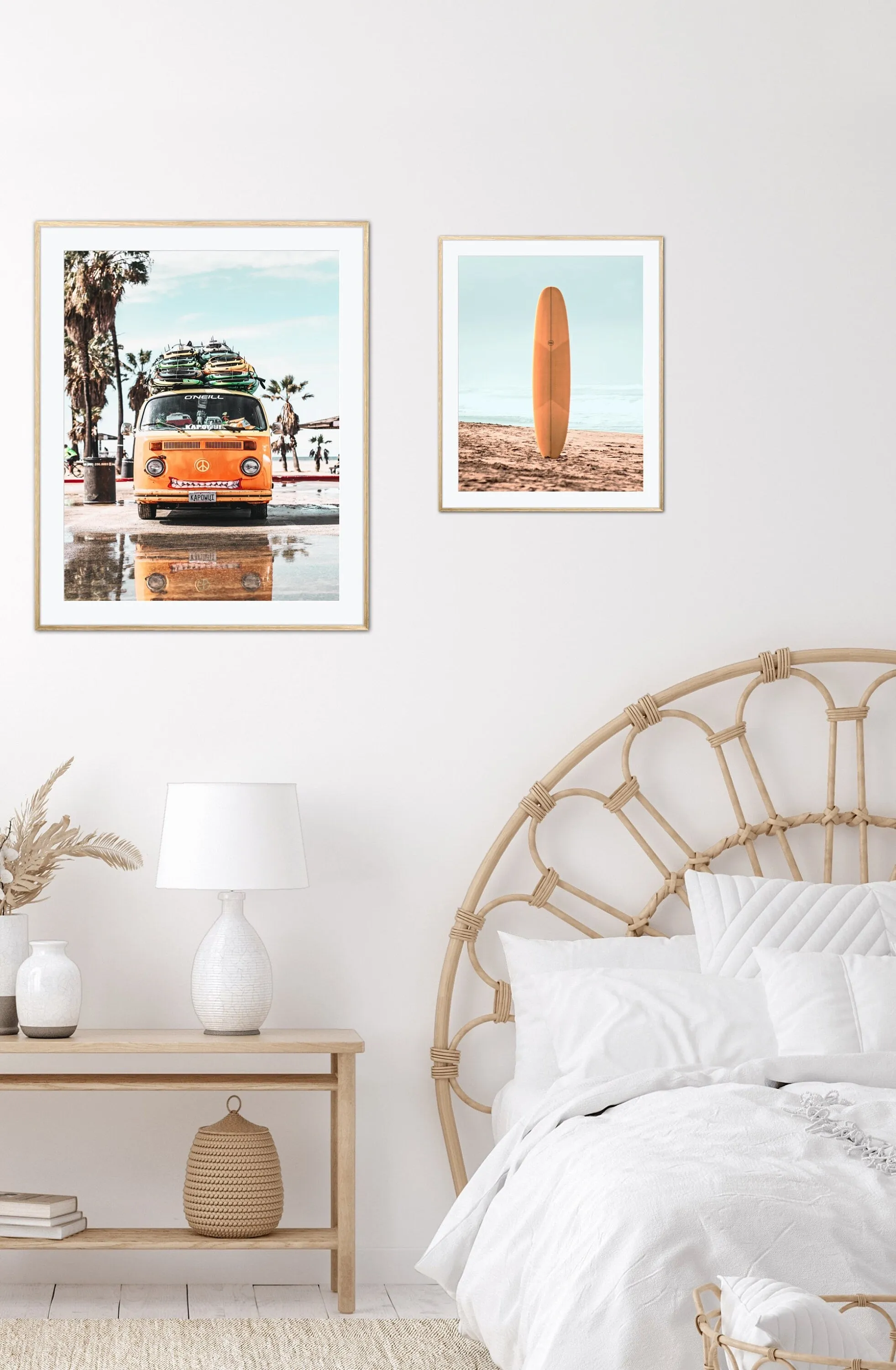 Set Of 3 Burnt Orange Beachy Coastal Boho Decor PRINTABLE ART, Surf Van Palm Print, Beach Prints, Tropical Vibes, Surfboard Decor