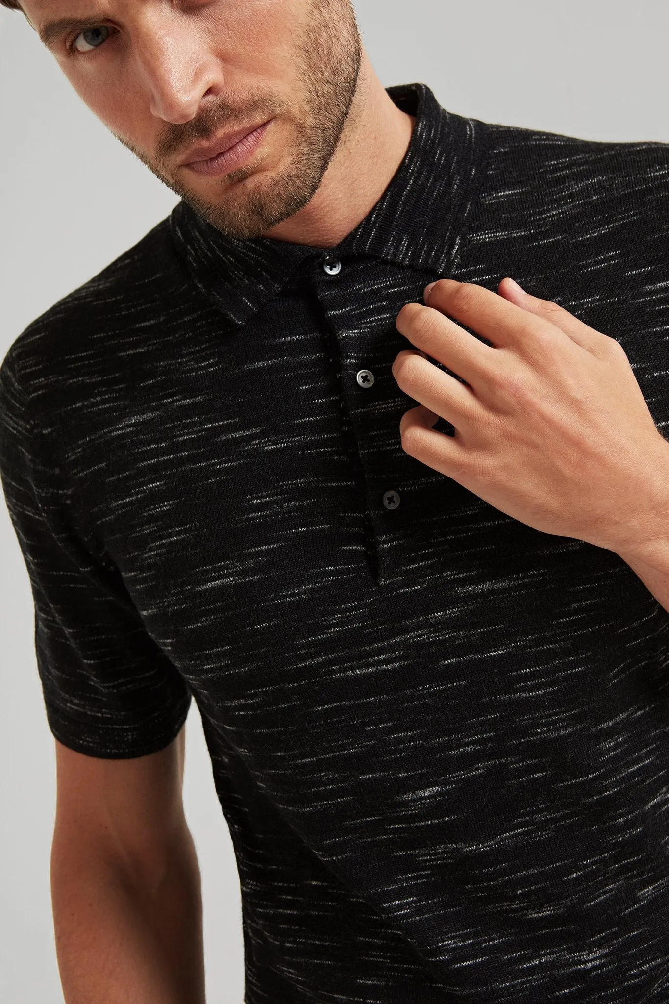 Space-Dye Knit Merino Wool Polo Shirt