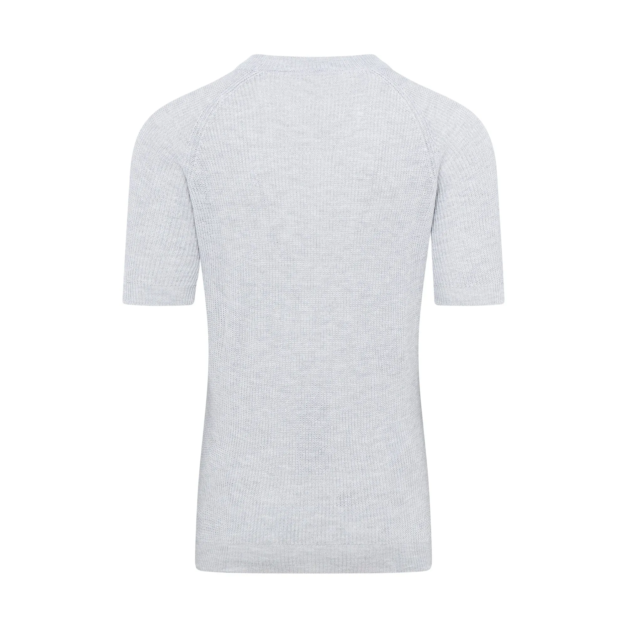 Zattura Linen Knitted Short Sleeve T-shirt (Light Grey)